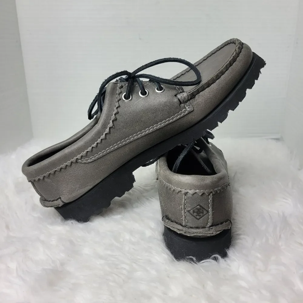 Quoddy Maliseet Bluchers Mens Size 7 D Oxford Gray Leather Boat Shoes New